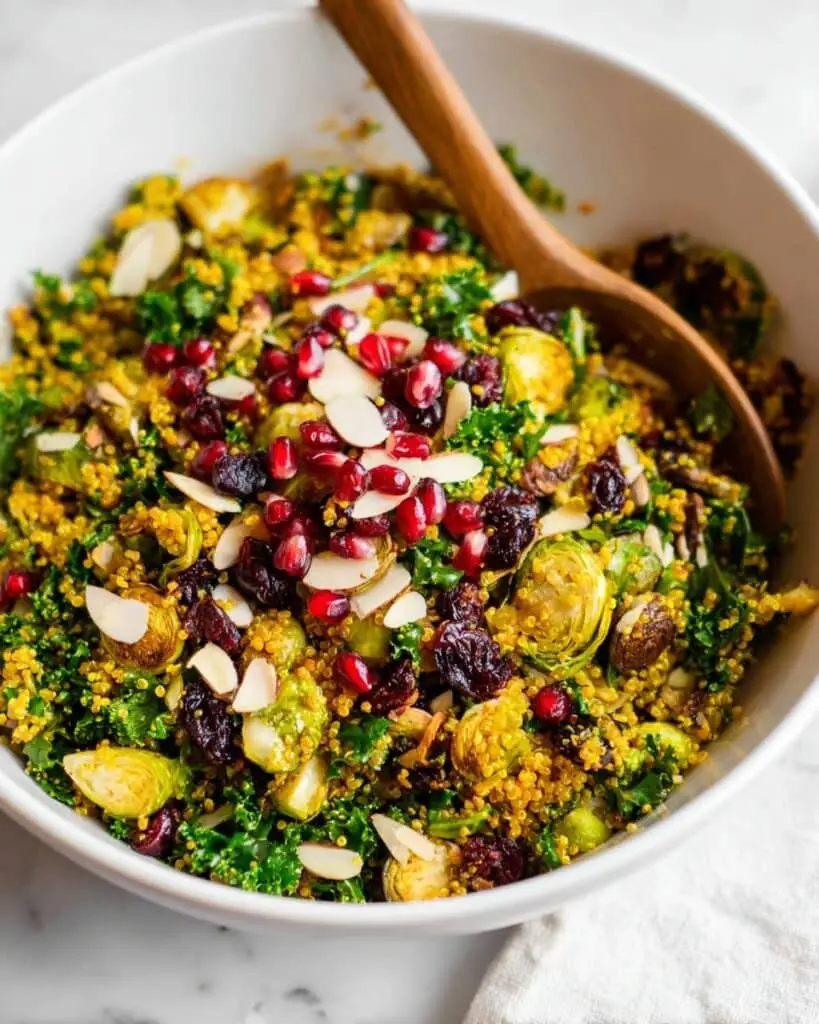 Kale & Brussels Sprouts Curry Quinoa Salad Recipe