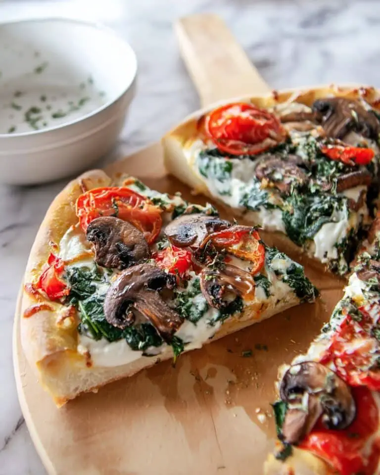 White Spinach and Mushroom Naan Flatbread Pizza Recipe