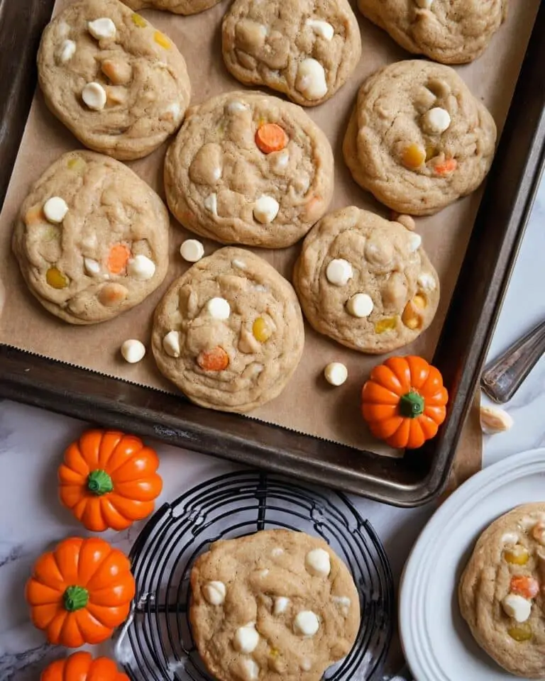 Pumpkin Spice Cookies with White Chocolate Chips and Halloween M&Ms Recipe