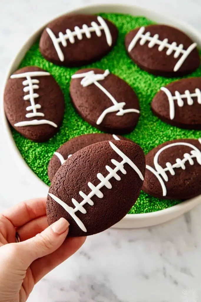 Chocolate Football Cookies with Icings Recipe
