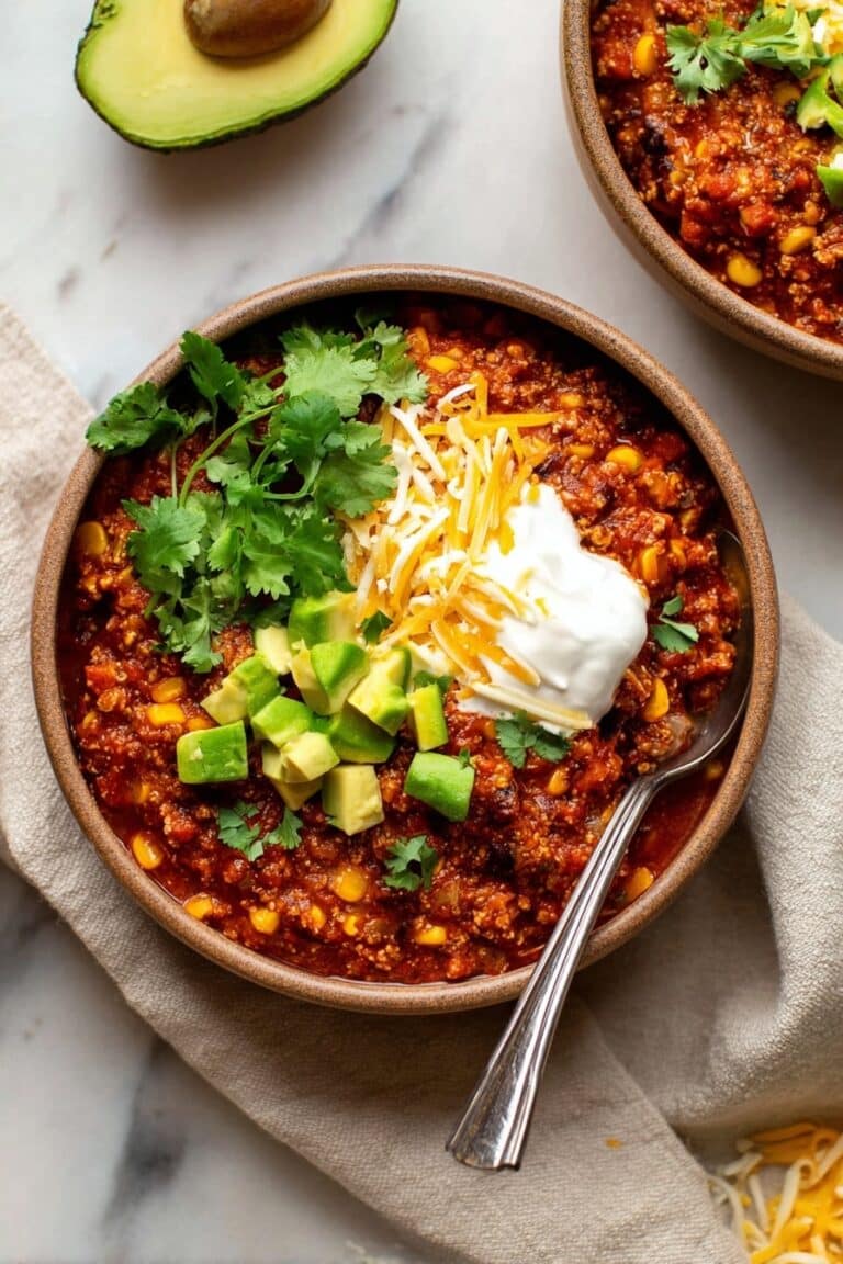 Slow Cooker Vegan Bean & Quinoa Chili Recipe