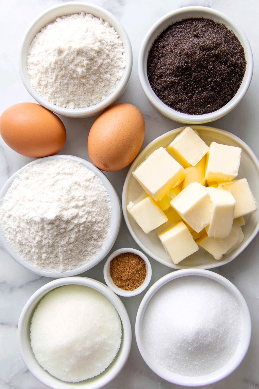 Flat lay of a small white ceramic bowl of gluten free flour, a small white ceramic bowl of dark brown sugar, a small white ceramic bowl of powdered sugar, two whole brown eggs with clean shells, a few small chunks of unsalted butter, a small white ceramic bowl of coconut oil solid pieces, a small white ceramic bowl of maple syrup, a small white ceramic bowl of vanilla extract, a small white ceramic bowl of ground cinnamon powder, a small white ceramic bowl of kosher salt, and a small white ceramic bowl of almond milk placed on a clean white marble surface, soft natural light, photo taken with an iPhone, professional food photography style, fresh ingredients, white ceramic bowls, no bottles, no duplicates, no utensils, no packaging --ar 2:3 --v 7 --p m7354615311229779997 - Brown Sugar Cookie Pop-Tarts, homemade toaster pastry recipe, cinnamon brown sugar pastries, flaky cookie Pop-Tarts, easy breakfast pastry