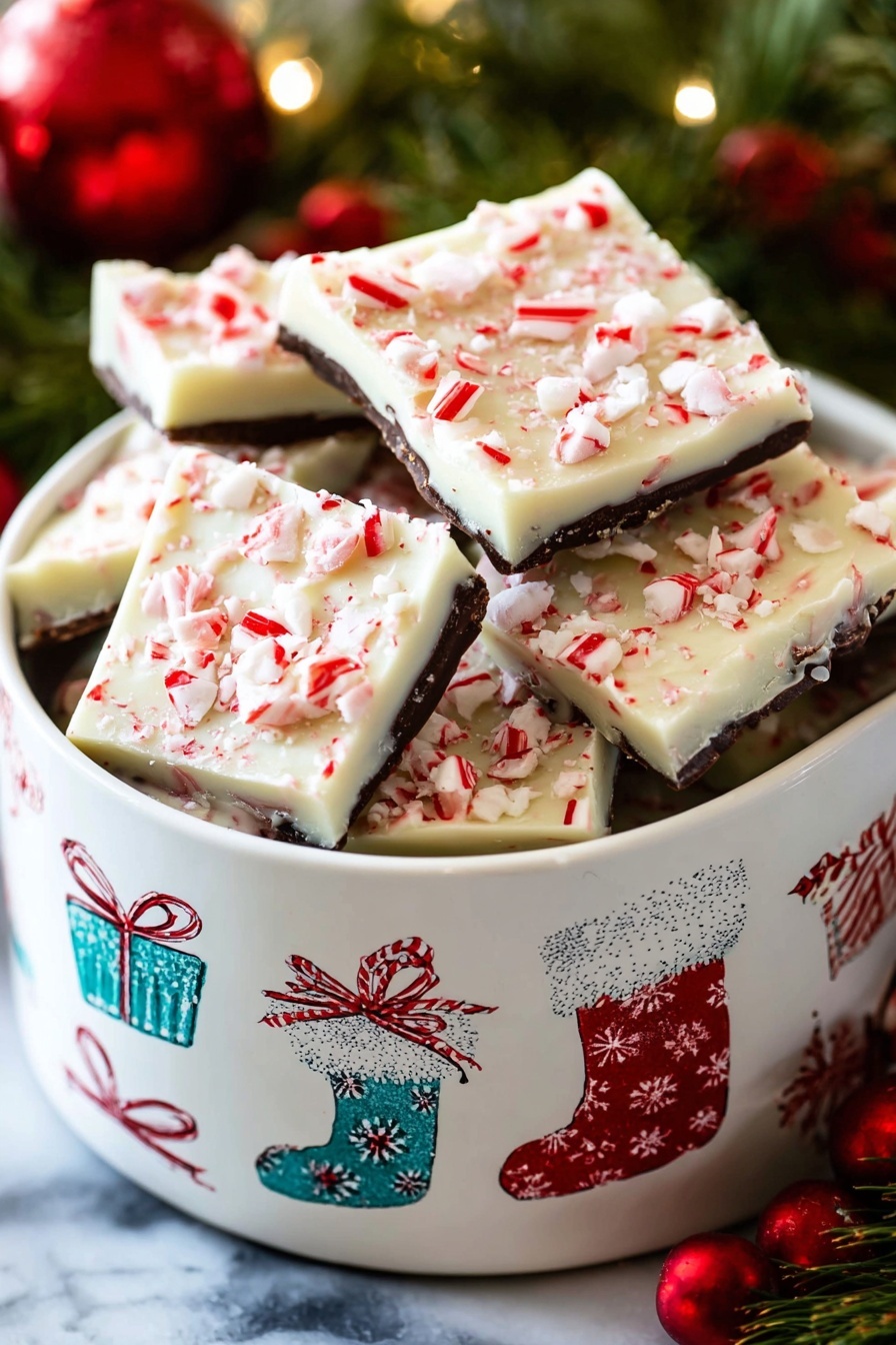 The image shows a baking tray filled with a single large layer of white chocolate bark broken into irregular triangles. The bark is topped with a thick, smooth layer of crushed red and white candy canes, creating a textured and colorful topping that covers the entire surface. The tray is placed on a white marbled surface, and some pieces of candy cane are scattered around the edges. The bark's white chocolate layer looks creamy and glossy under soft lighting. photo taken with an iphone --ar 2:3 --v 7 - Homemade Peppermint Bark, peppermint bark holiday treat, easy peppermint bark recipe, festive chocolate peppermint bark, homemade chocolate mint dessert