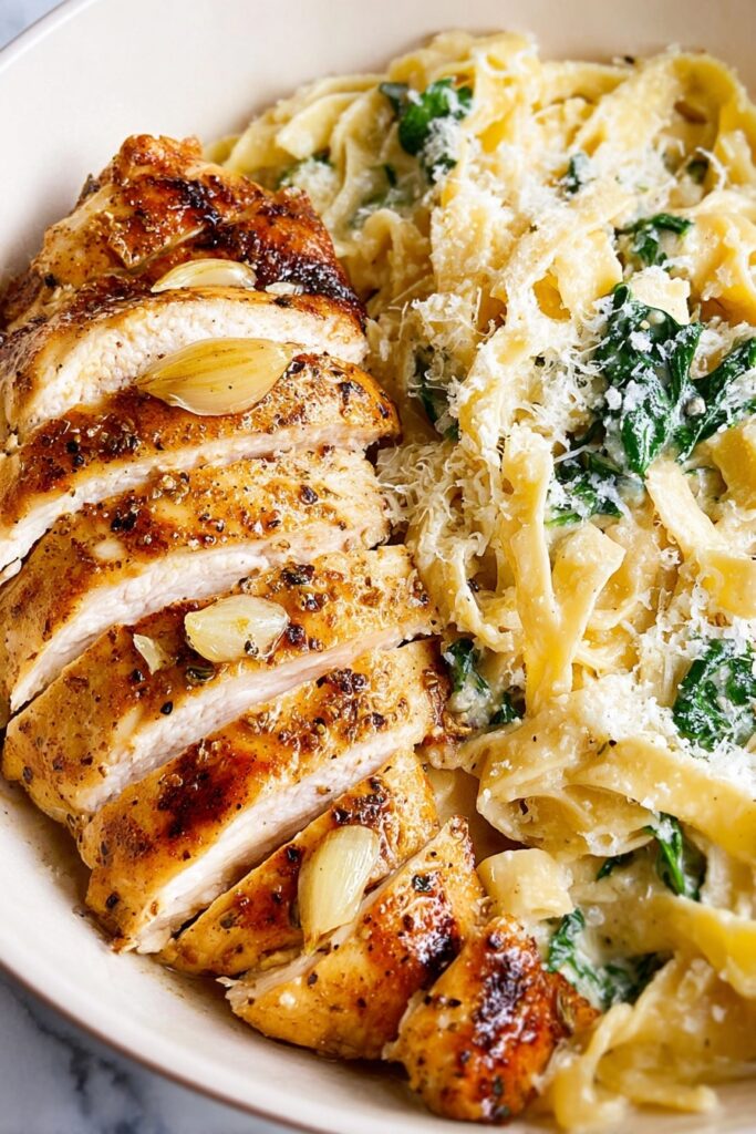 Lemon Spinach Ricotta Pasta with Chicken Recipe