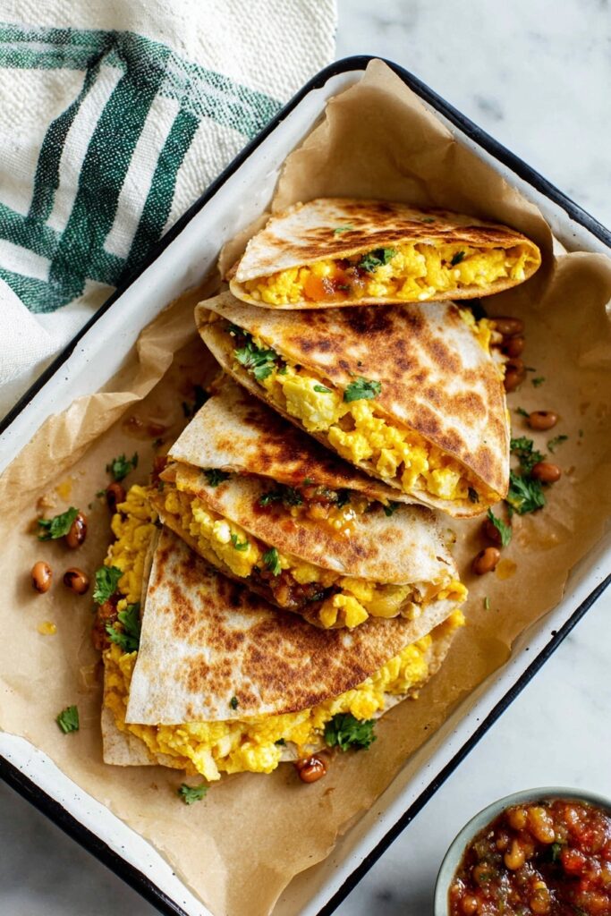 Cheddar Egg Breakfast Quesadilla Recipe