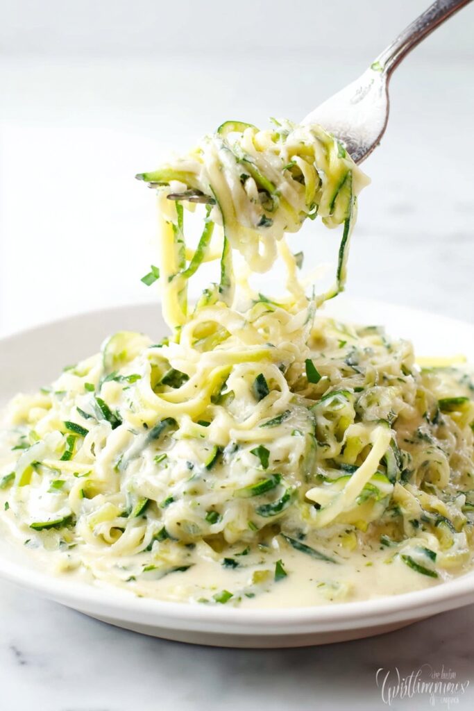 Zucchini Alfredo Cream Pasta Recipe