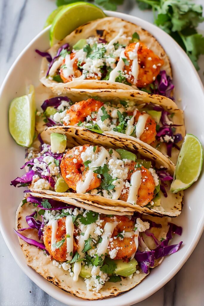 Shrimp Taco Recipe with Cilantro Lime Sauce Recipe