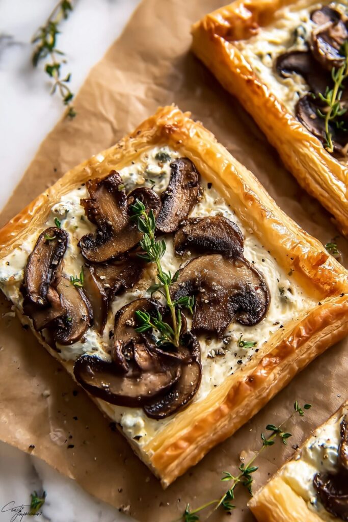 Mushroom & Goat Cheese Puff Pastry Tart Recipe