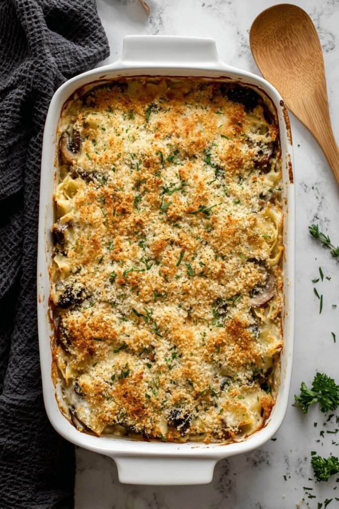 Creamy Mushroom and Kale Pasta Bake Recipe