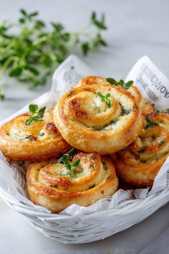 Garlic Puff Pastry Pinwheels Recipe
