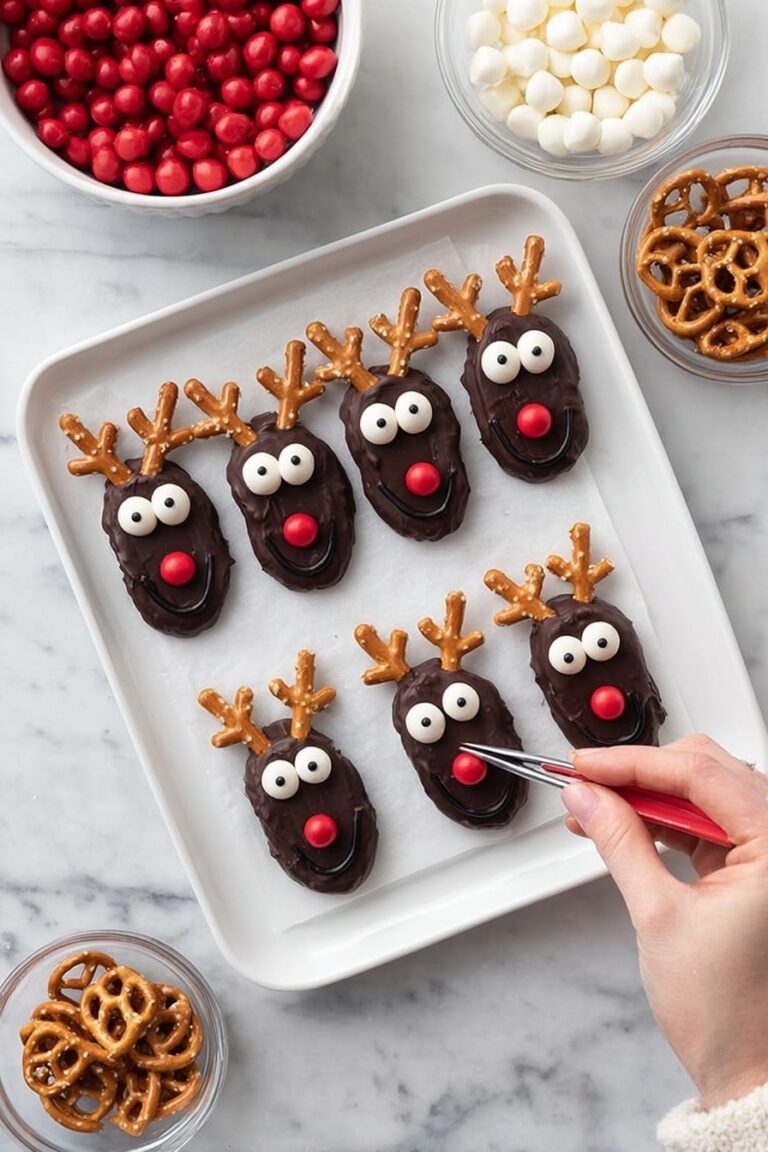 Reindeer Cookies with Chocolate and Pretzels Recipe