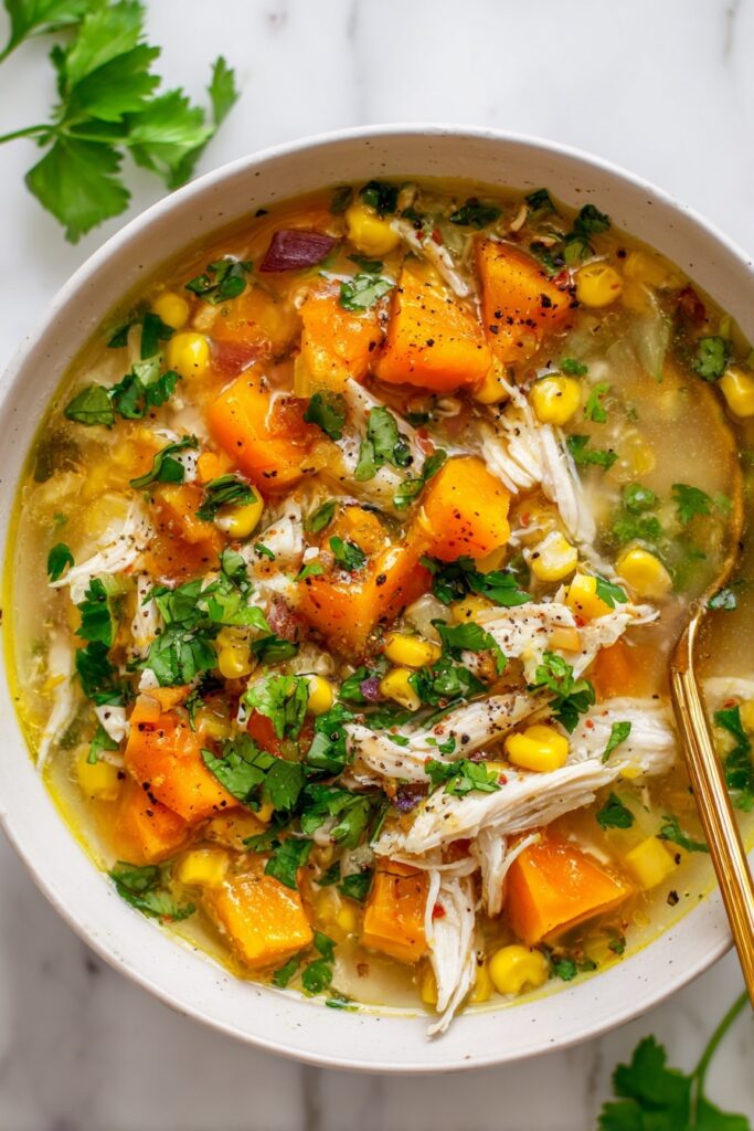 Butternut Squash Green Chili Chicken Soup Recipe
