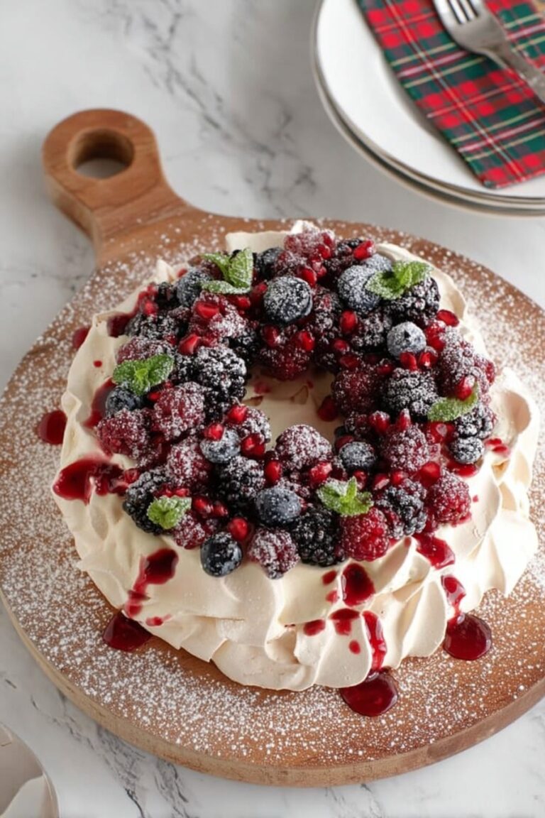Festive Christmas Pavlova Wreath Recipe