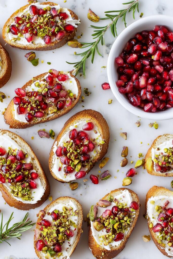 Pistachio Pomegranate Crostini Appetizer Recipe