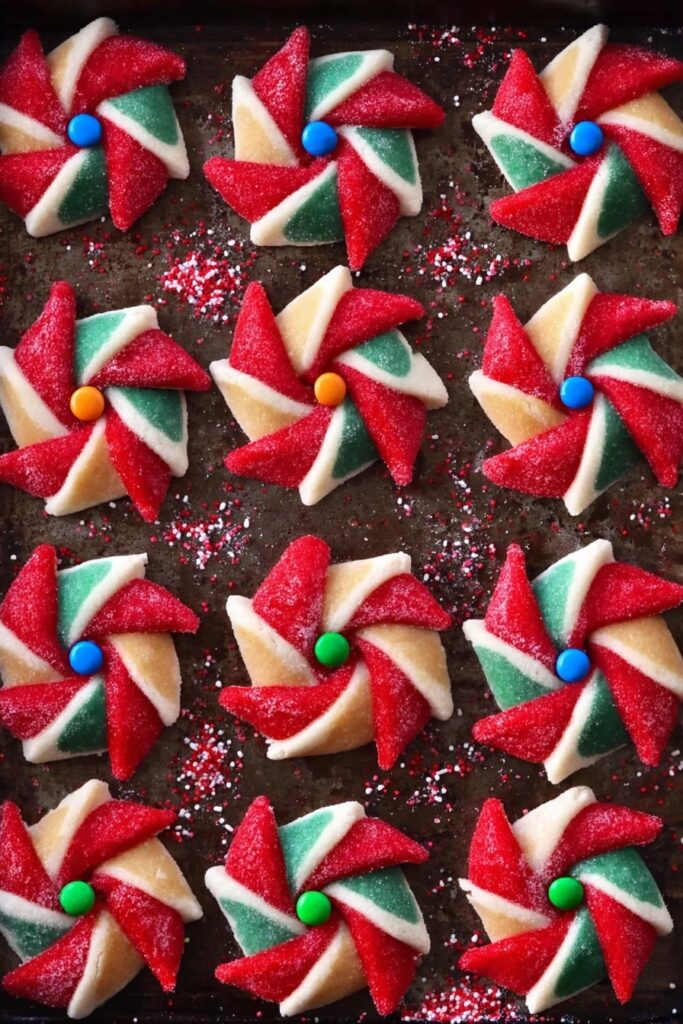 Poinsettia Cookies with M&Ms Recipe