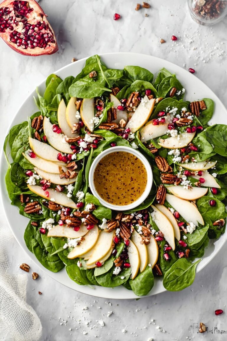 Christmas Wreath Spinach Salad with Pomegranate Recipe