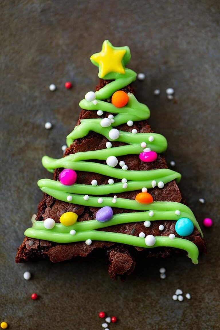Christmas Tree Brownies with Candy Cane Trunks Recipe
