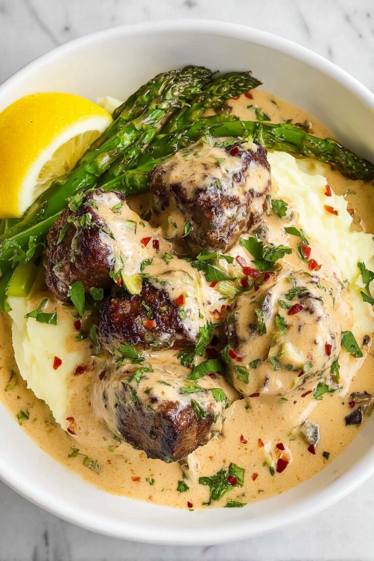 Garlic Butter Steak Bites with Parmesan Sauce Recipe