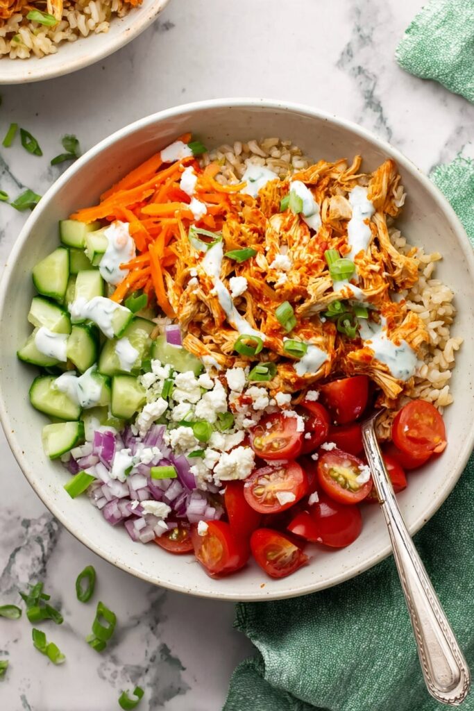 Buffalo Chicken Rice Bowls with Ranch Dressing Recipe