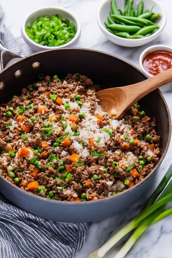 Skillet BBQ Beef and Rice Recipe