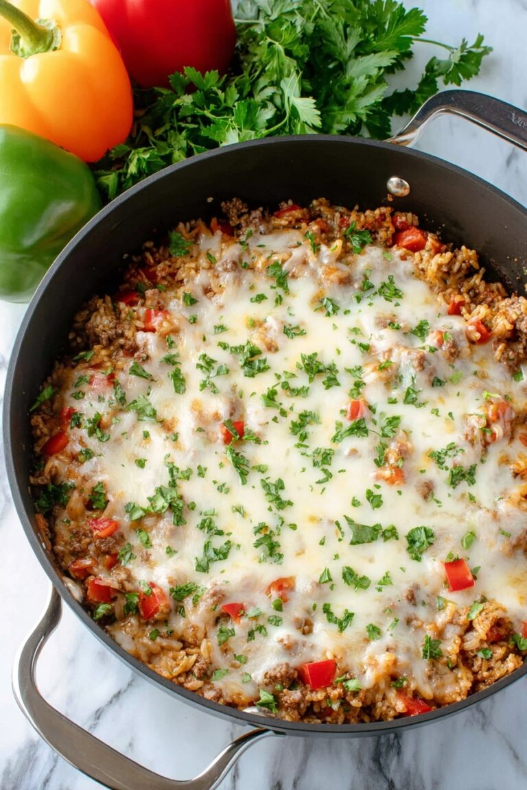 Stuffed Pepper Skillet with Ground Beef Recipe