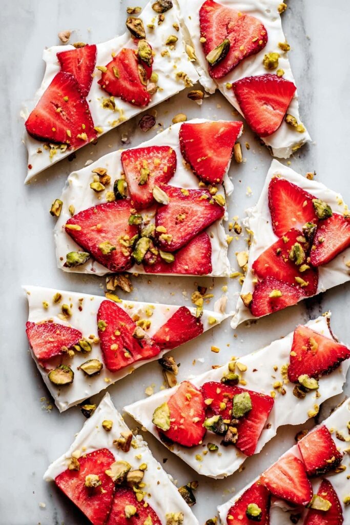Frozen Yogurt Bark with Strawberries and Nuts Recipe