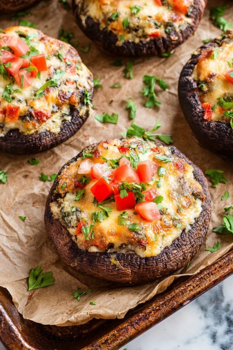 Stuffed Portobello Mushrooms with Cheese and Veggies Recipe