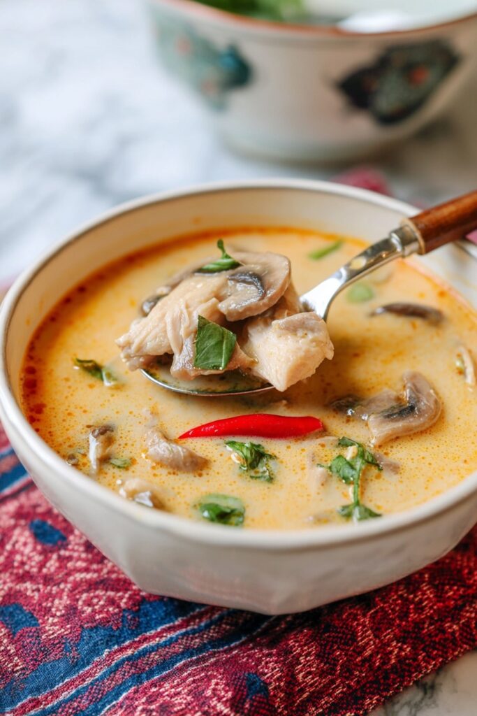 Easy Tom Kha Gai Coconut Soup Recipe