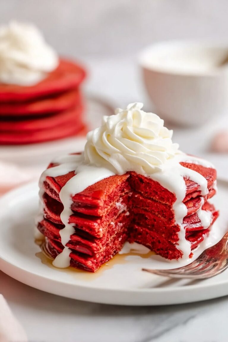 Red Velvet Pancakes with Cream Cheese Glaze Recipe
