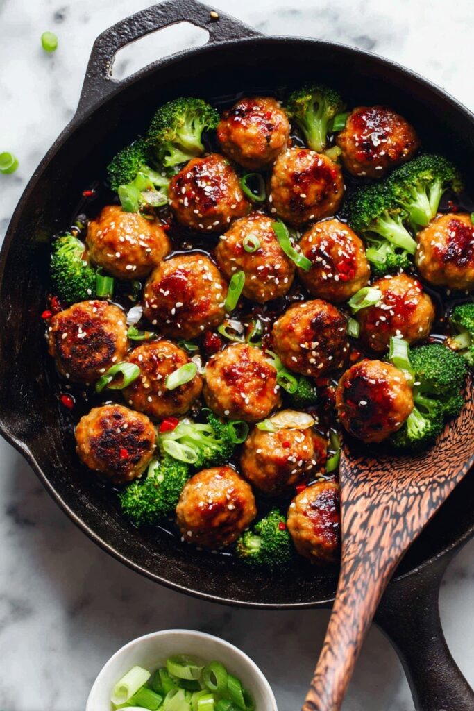 Sweet and Spicy Sesame Chicken Meatball Bowls Recipe
