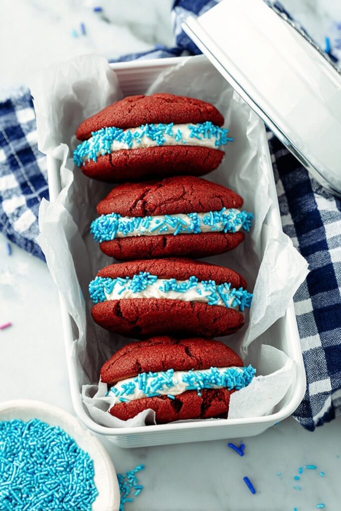 Red Velvet Whoopie Pies with Marshmallow Buttercream Recipe