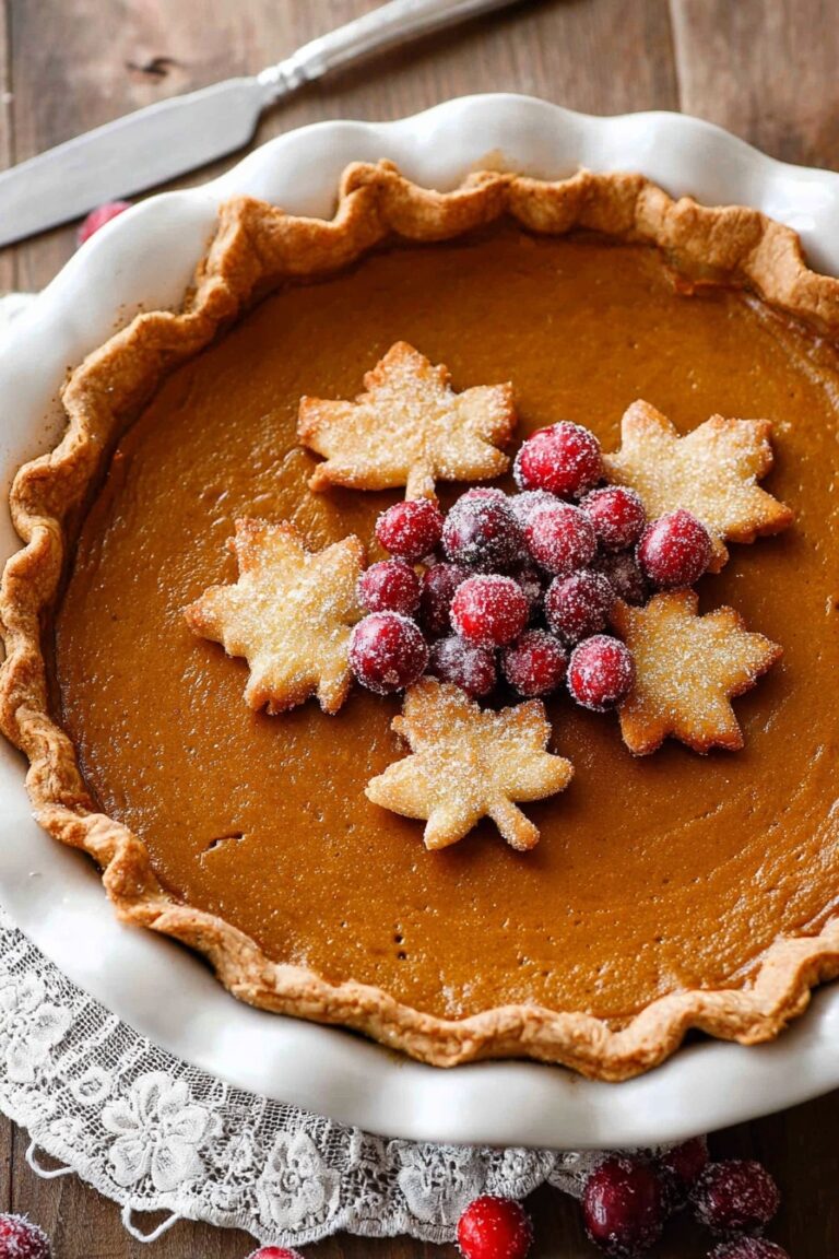 Pumpkin Pie Recipe with Sugared Cranberries Recipe