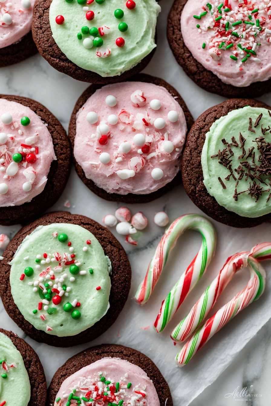 Mint Chocolate Cookies with Peppermint Frosting Recipe