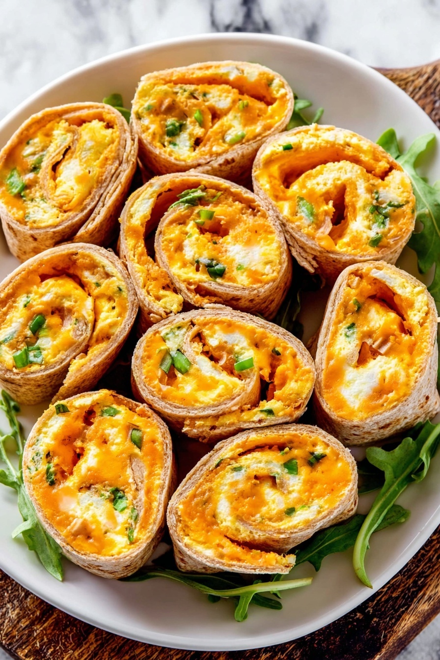 The image shows several small, rolled snacks with a golden-yellow inner layer that looks soft and smooth, swirled tightly inside a thin outer brownish wrap. Each roll has bits of orange and red visible inside, likely cooked vegetables. The rolls are served on a white bowl lined with large green spinach leaves and a white plate with spring mix greens underneath the rolls. A woman's hand holds a silver fork lifting one roll, revealing a creamy white textured sauce with green herbs underneath it. Next to the plate is a small black bowl filled with the same creamy sauce and green herbs. The background is a white marbled texture with a white cloth partially spread. Photo taken with an iphone --ar 2:3 --v 7 - Spicy Cheesy Cream Cheese Antojitos, cheesy appetizer with jalapeños, spicy baked tortillas, quick party snacks, creamy cheesy Mexican appetizers